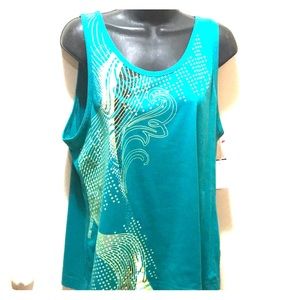 Tech gear workout top in teal XL graphic cotton Y2k